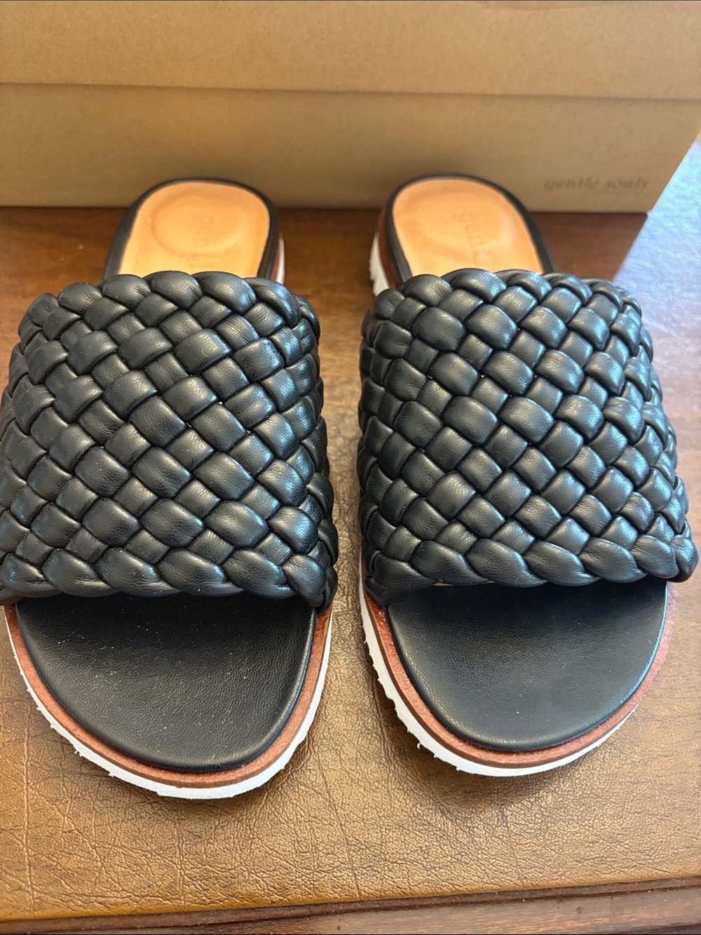 NWT! Gentle Souls by Kenneth Braided Slide Sandal in Black. Women’s Size 5